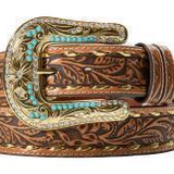 Angel Ranch Ladies Belt Gold Buck Lace