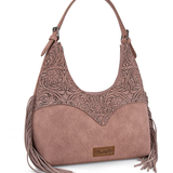 Wrangler Fringe Floral Tooled Hobo Bag