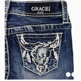 Steer Head Embroidery Girl