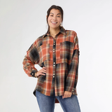 Lizzi Raw Trim Pieced Flannel Top