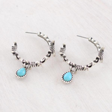 Barbwire Hoop Turquoise Earrings