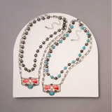 Western Multi-Strand and Enamel Steer Head Pendant Necklace