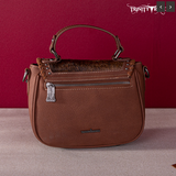 Trinity Ranch Hair-On Cowhide Saddle Shape Collection Crossbody/Satchel -Brown