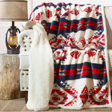 Red White  and Blue Southwest Plush Sherpa Throw
