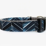 Navy Blue Herringbone Dog Collar L (16"-22")
