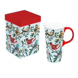 What She Shed Ceramic Perfect Cup  Folk Birds 17oz Gift Box