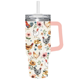 Petal  Plow Tumbler Canyon Cup Double Wall Stainless Steel Farm Chickens 40oz Gift Box