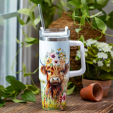 Petal Plow Tumbler Trenta Cup Double Wall Stainless Steel Farm Highland Cow 30oz Gift Box
