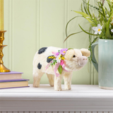 Petal  Plow Table Decor Natural Fiber Floral Pig 10.75"L