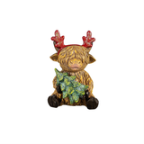 Woodland Storybook Table Décor Holiday Highland Cow Resin 4.5"H