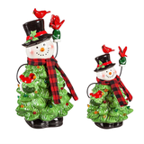 Joyful Traditions LED Table Decor Ceramic Snowman with Christmas Tree Body and Cardinals