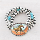 Horse Navajo Pearl Bracelet Silver