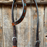 Hand Painted Two Tone One Ear Headstall/Bridle