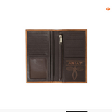 Ariat Rodeo Wallet Flag Patch Logo -Med Brown