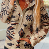 Western Half Zip Plush Sweatshirt Beige