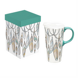 Petal  Plow Ceramic Cup Western Feathers  17oz Gift Box