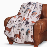 Quilt Throw Blanket Horse Field