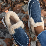 Stitching Patchwork Plush Lined Anklet Boots  Blue