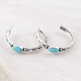 Turquoise Western Hoop Earrings