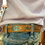 Catchfly Girls Belt Metallic Turq Underlay