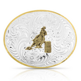 Petite Two-Tone Engraved Buckle with Barrel Racer