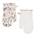 Petal Plow Kitchen Gift Set Oven Mitt and Pot Holder Set of 2