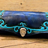 All Leather Tooled Skull Glasses Case BTB