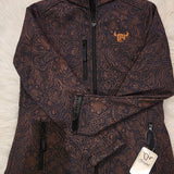 Women's Tooled Floral Polyshell Jacket Brown