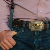 Western Patriotic Longhorn Buckle