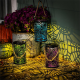 Laser Cut Spider Web Solar Lantern 9"H