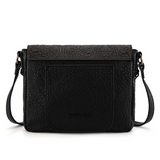 Trinity Ranch Genuine Hair-On Cowhide Tooled  Crossbody - Black