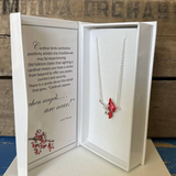 Cardinal with Hearts Jewelry Necklace in Box