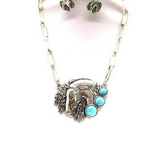 Western Horse Head Turquoise Necklace Set