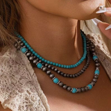 3pcs Turquoise Beading Retro Necklace Set