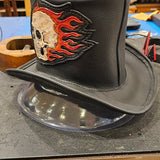 Black Leather Skull Top Hat BTB