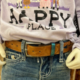 Catchfly Girls Belt Metallic Turq Underlay