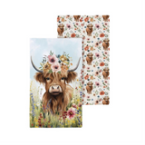 Petal & Plow Kitchen Towel  Waffle Weave Double-Sided Farm Highland Cow