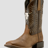 Mens Sport Steer Skull Wide Square Western Boot