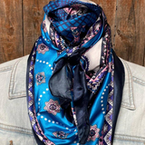 35X35 Blue Pink Purple Paisley Wild Rag Scarf