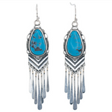 Justin Ladies Earrings Faux Turquoise Drop With Chandelier