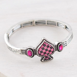 Checkered Spade Bracelet Fuchsia